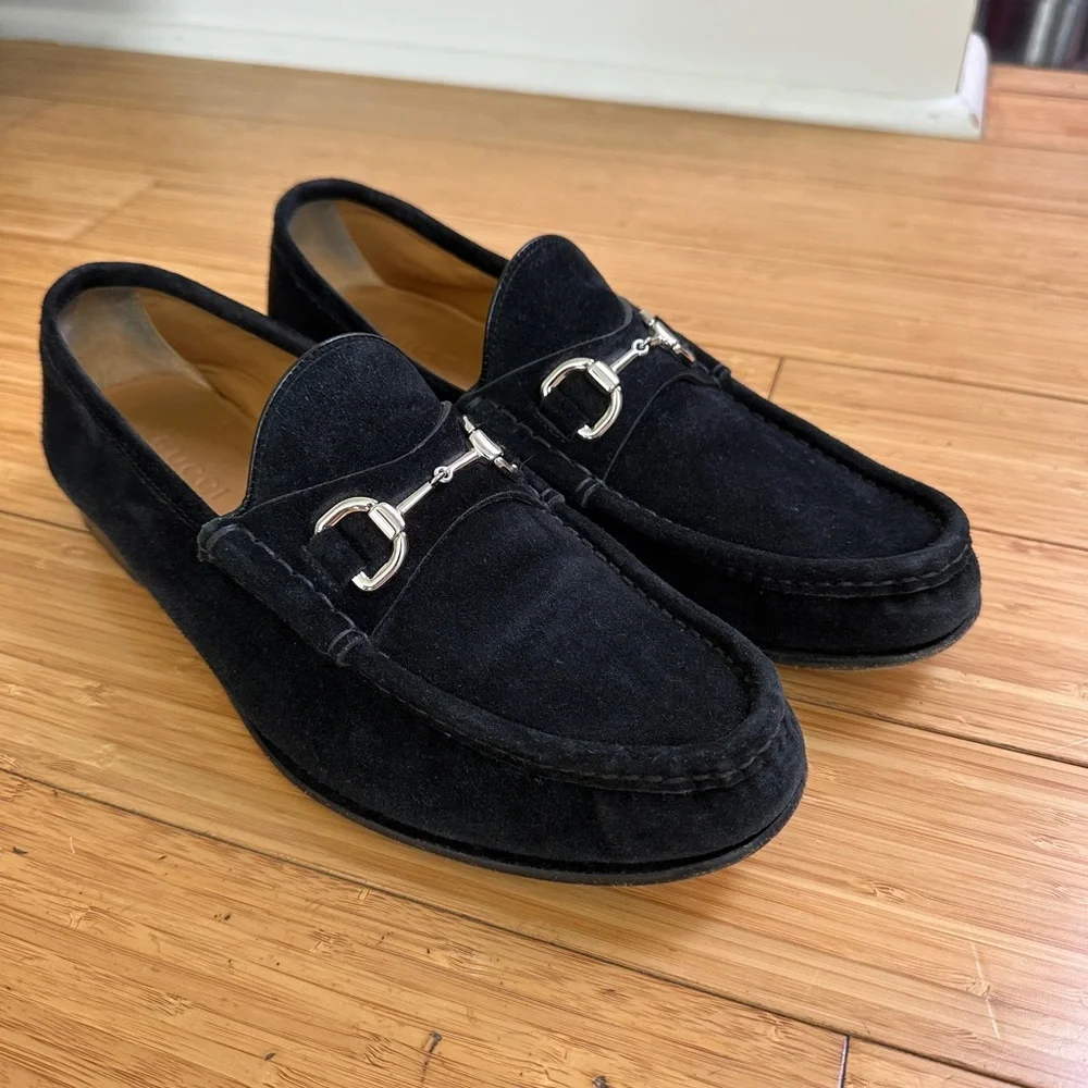Gucci Horsebit Loafers Black Suede Mens 9 / 9.5 - Picture 5 of 11